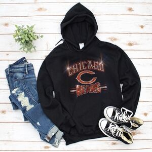 New Chicago Bears Unisex Rhinestone Hoodie Sz S-XL